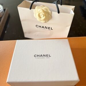 Empty Chanel White Box with Flower Accent